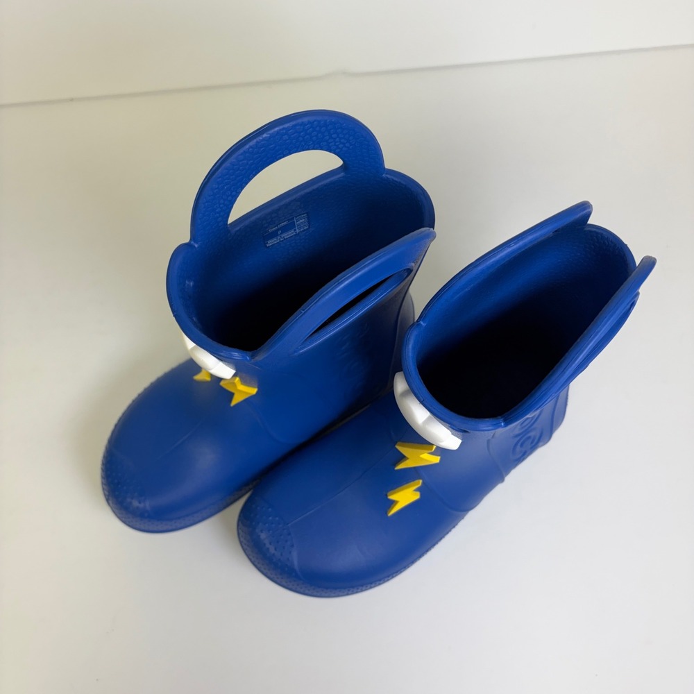 Crocs Handle It Rain Boots Blue Lightning Bolt Cloud Waterproof J1 Kids - Picture 4 of 7